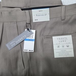 Perry Ellis Travel Luxe Classic Fit Pants in Tan
